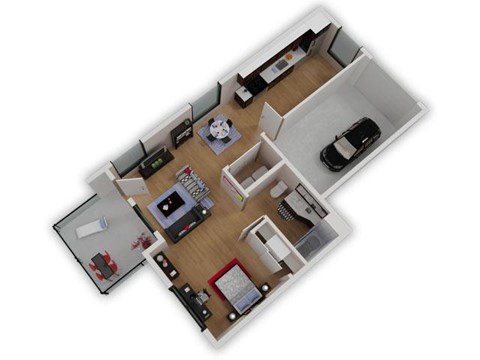 Floor plan for studio, 1 bath, 577 sqft